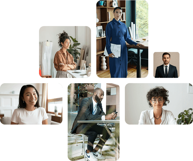 Professional team collage - diverse group of business professionals